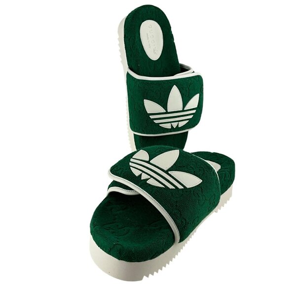 NWT Gucci x Adidas Men\'s GG Platform Sandal Green Cotton Sponge Sz 9 main image 7